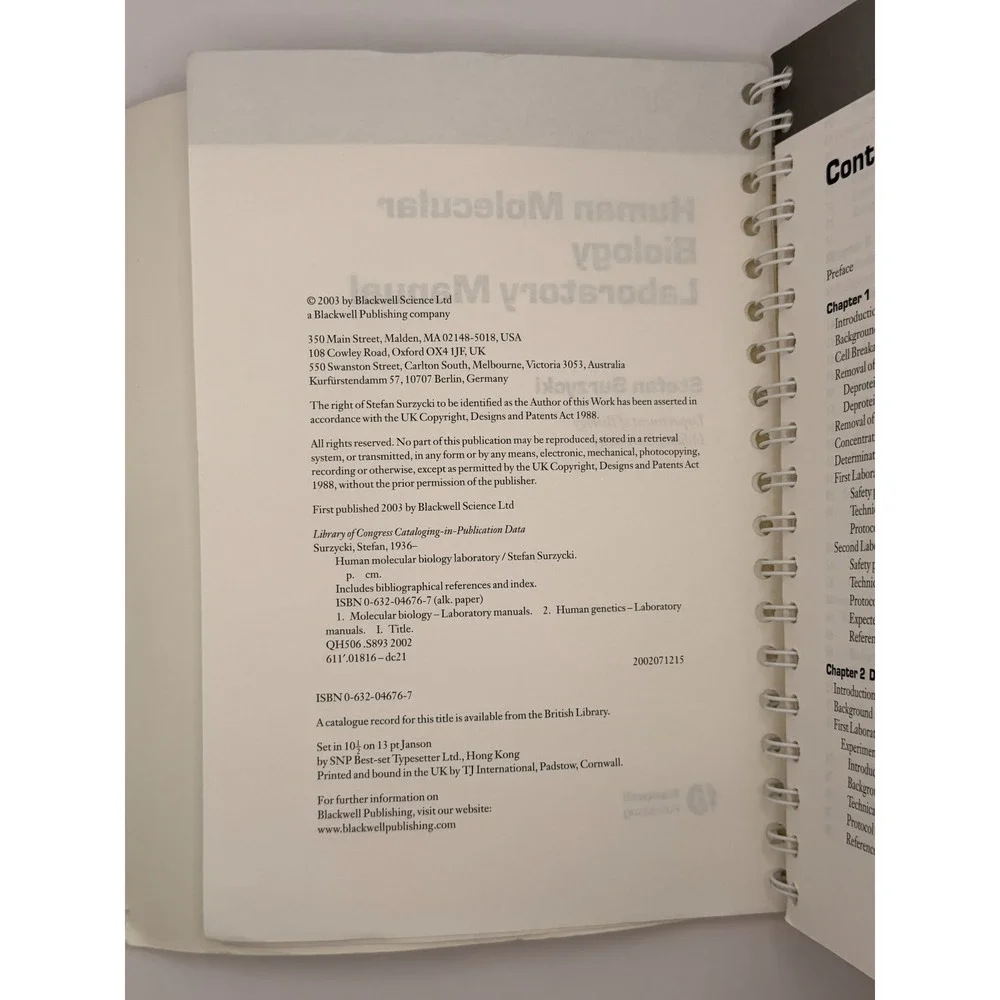 Human Molecular Biology Laboratory Manual Stefan Surzycki Spiral Bound 2003